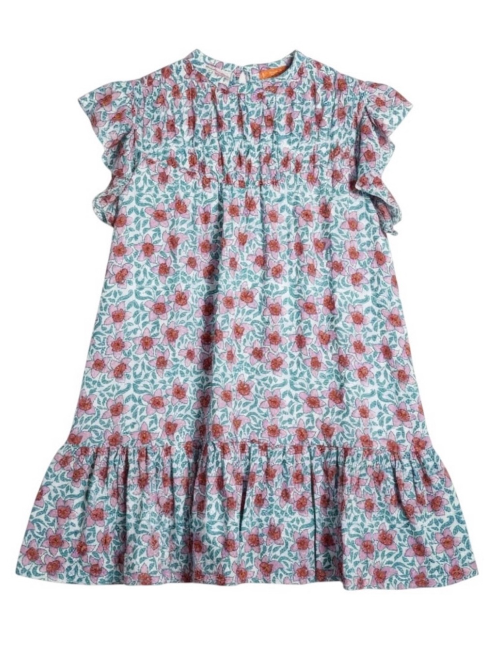 Oliphant Pintuck Flirty Dress Turquoise Jardin Size Medium
